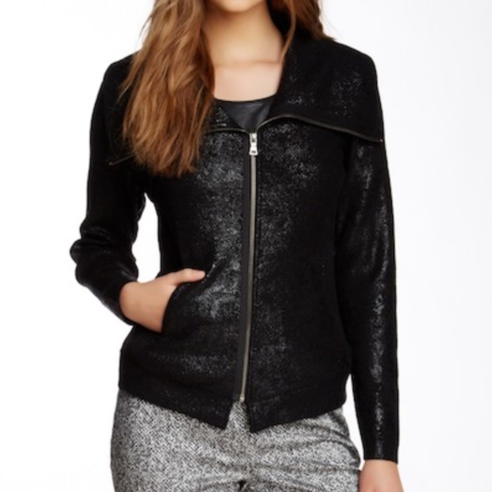 NIC + ZOE Foiled Knit Moto Jacket